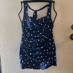 Blue and white Polk dot